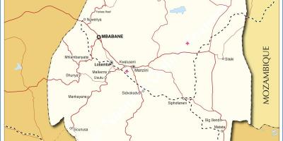 Swaziland kasabaların harita 