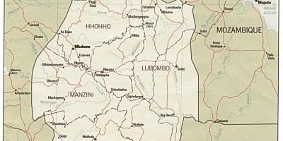 Swaziland haritası sınır mesajları gösteren 